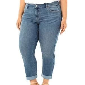 Liverpool Los Angles - Slim Boyfriend Blue Denim Mid-Rise Stretch Jean - 24W 3X
